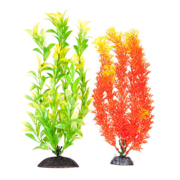 Aquatop Multi-Colored Aquarium Plants 2-Pack – Orange & Green